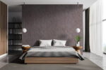 Interior,Of,Master,Bedroom,With,Wooden,Walls,,Concrete,Floor,,Comfortable