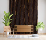 Wood sideboard in living room interior with copy space, 3D rende