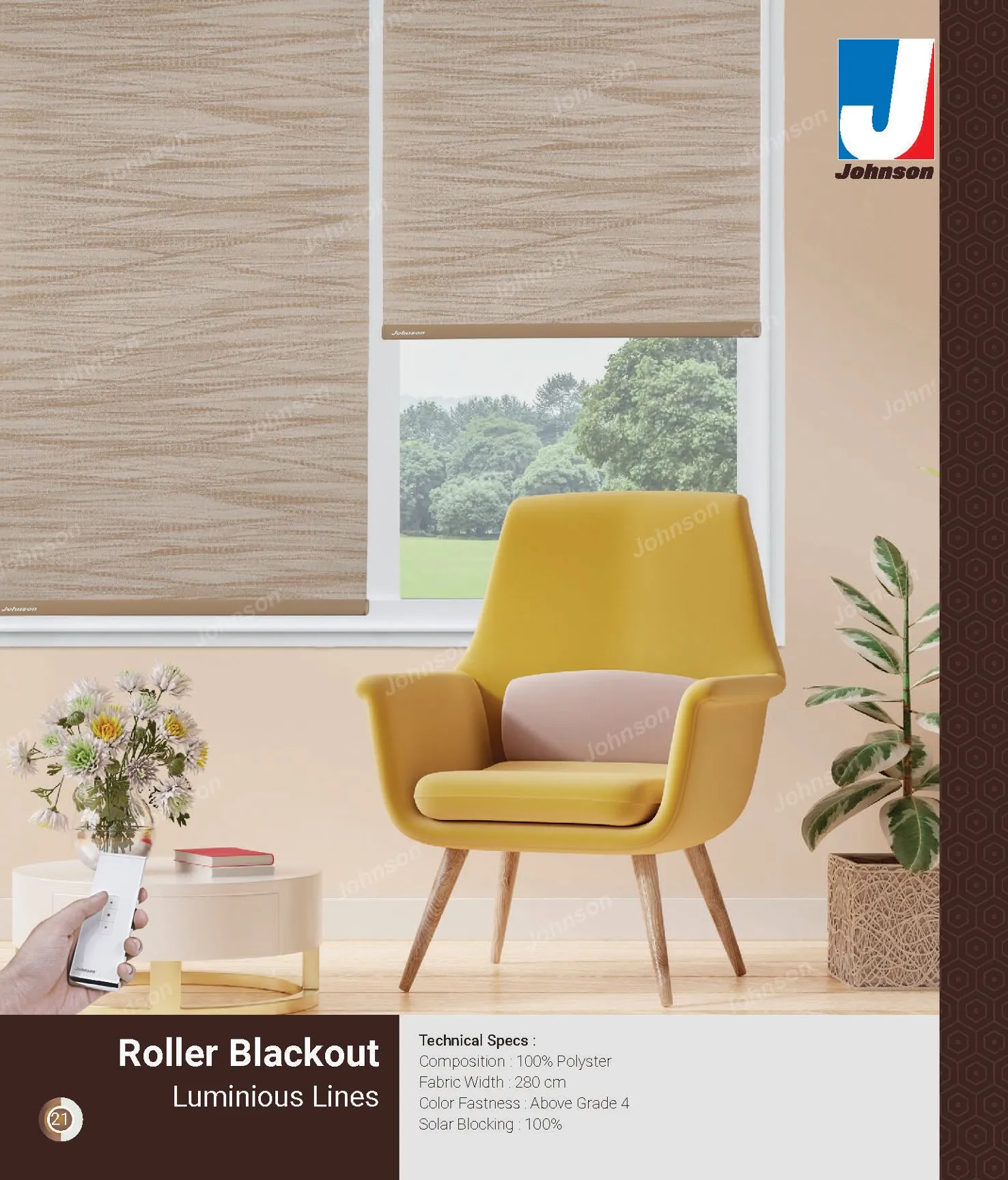 Johnson Blackout Roller Blind – Light Blocking Shade luminious lines ...
