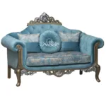 2-Seater-Teak-wood-hand-carved-metallic-golden-and-silver-polish-customized-quilting-suede-fabric