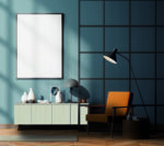 Modern,Living,Room,Interior,Including,Cosy,Orange,Armchair,,Glass,Lattice