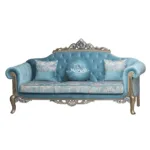 3-Seater-Teak-wood-hand-carved-metallic-golden-and-silver-polish-customized-quilting-suede-fabric