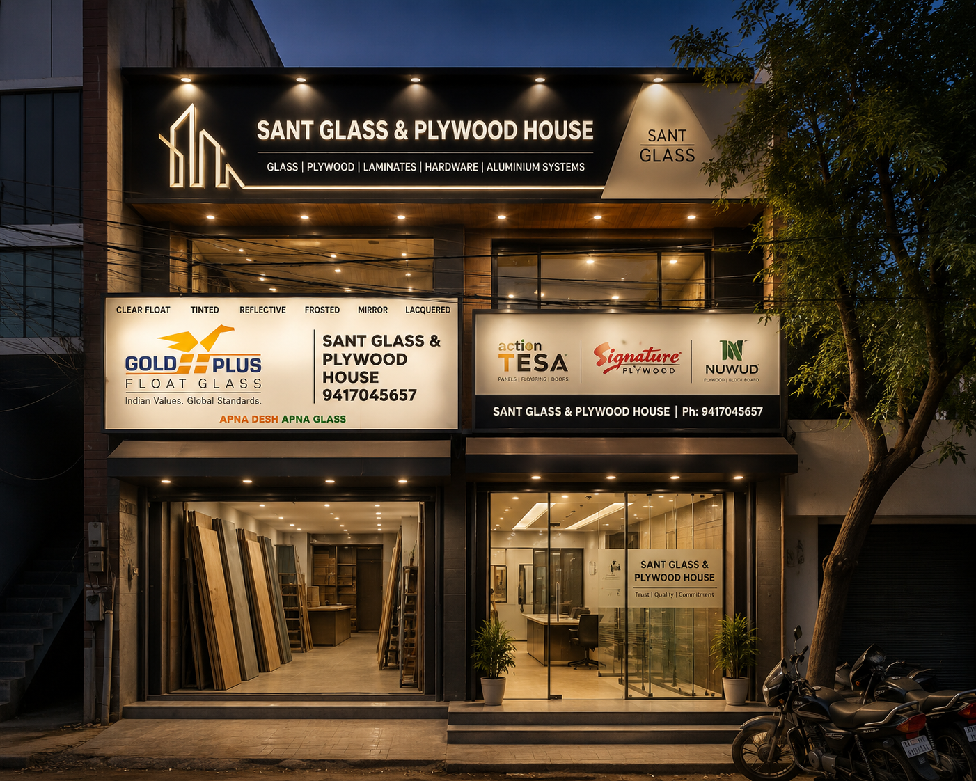 Sant glass and plywood house